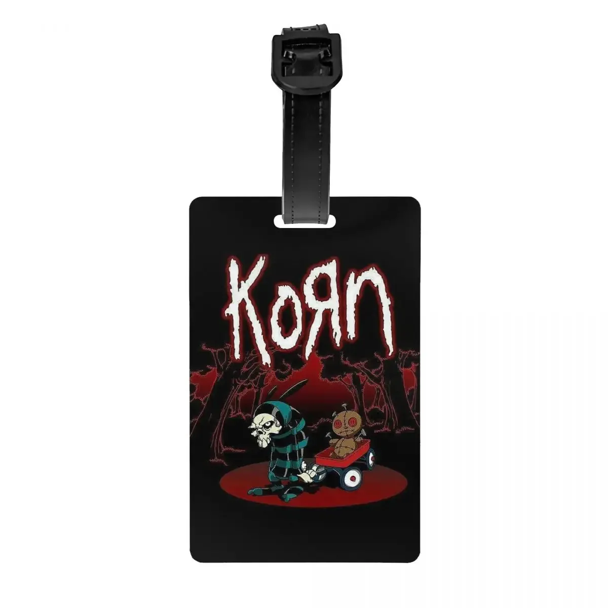 étiquettes de bagage korn heavy metal band album tour 2024 – porte-étiquettes d'identification pour valise, bagage de voyage, carte d'embarquement, nom et adresse