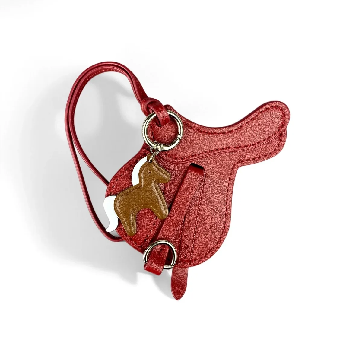 breloque de sac en cuir pu faite à la main avec petit pendentif cheval – cadeau équestre élégant et unique pour sac à main, porte-clés et sac à dos