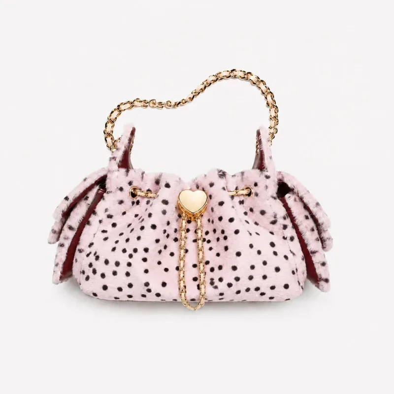 sac seau léopard en fausse fourrure avec chaîne et cordon de serrage, sac à bandoulière pour femme, sac à main en peluche, sac fourre-tout automne-hiver