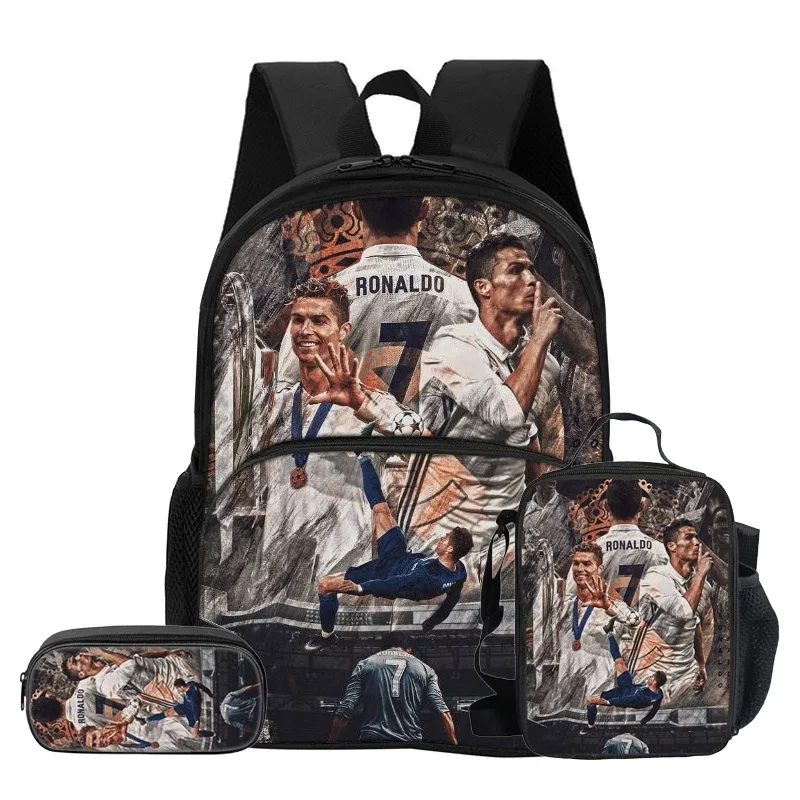 sac dos nylon noir motif football dynamique bandoulière arquée fermeture éclair integree informatique unisexe voyage
