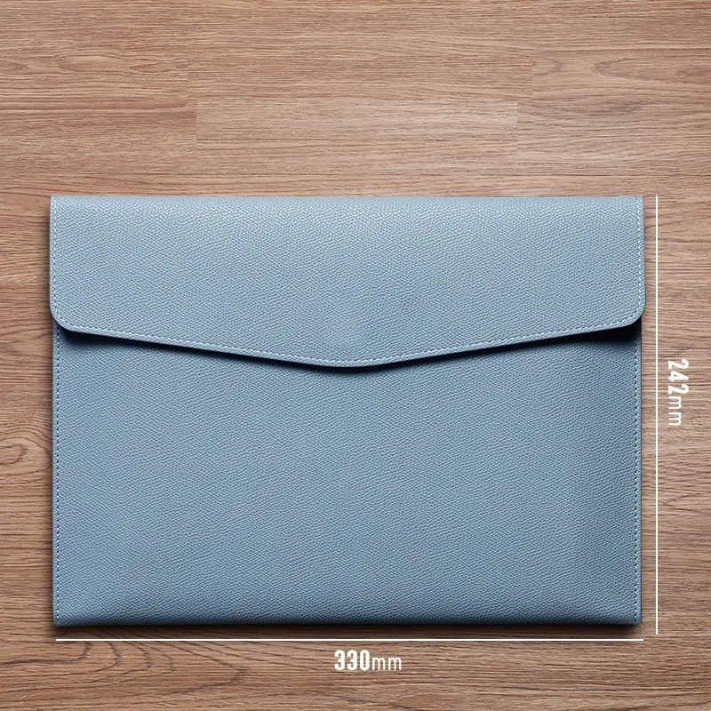 pochette cuir vert grainé loquet fermée aimant rectangulaire qualité supérieure usage professionnel voyage business