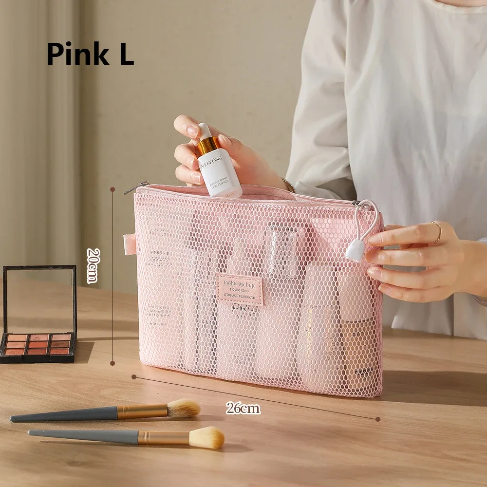 petit sac de rangement de maquillage transparent en maille, oreiller, rouges à lèvres, sac de toilette cosmétique, pochette de grande capacité, mini sac de rangement pour femmes, pochette