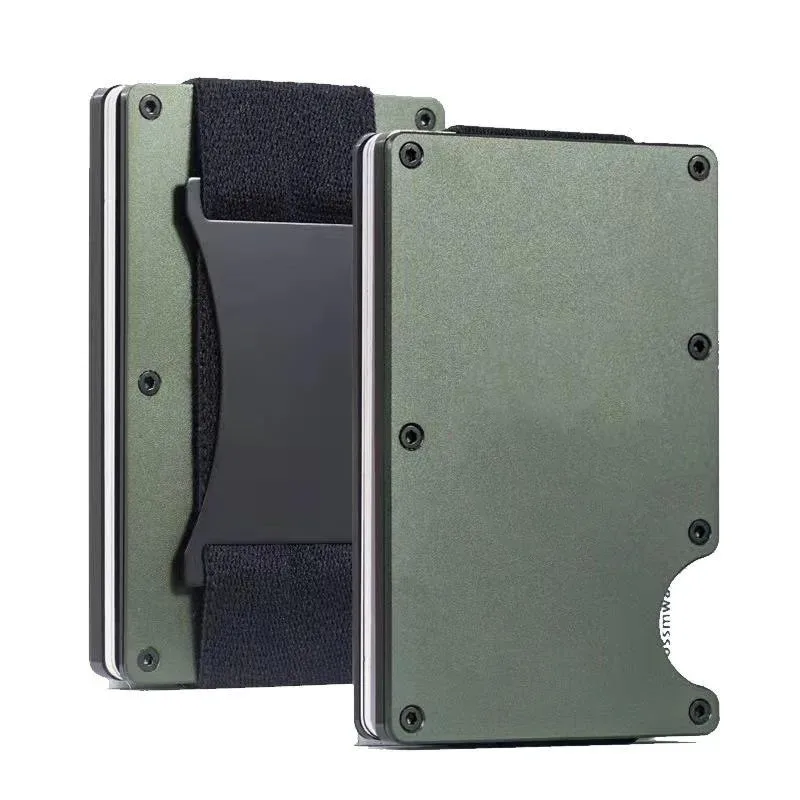 porte-cartes fin avec protection rfid, de haute qualité, pour hommes et femmes, portefeuille en aluminium, pochette arrière élastique, étui pour cartes d'identité et de crédit, sac de voyage unisexe
