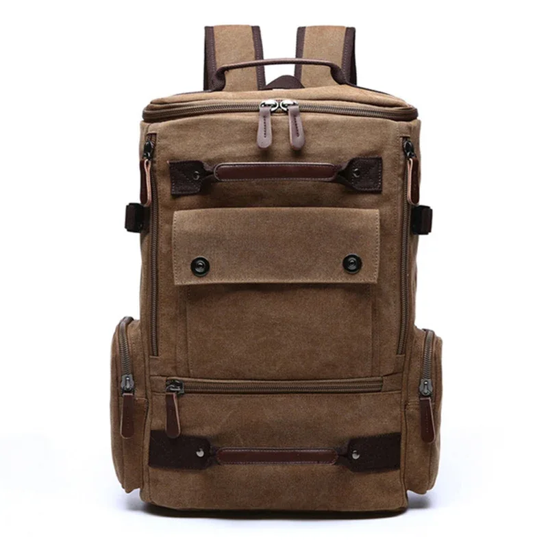 sac à dos vintage en toile pour homme, cartable d'école, de voyage, grande capacité, pour ordinateur portable