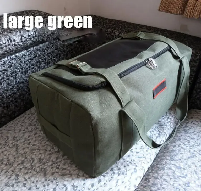 sac voyage toile vert accents noirs rouges polyvalent grande taille poignée sangle transport étanche