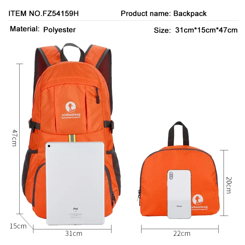 sac à dos pliable ultraléger pour hommes et femmes, sac de voyage léger, sac de jour pliable, extérieur, 30l