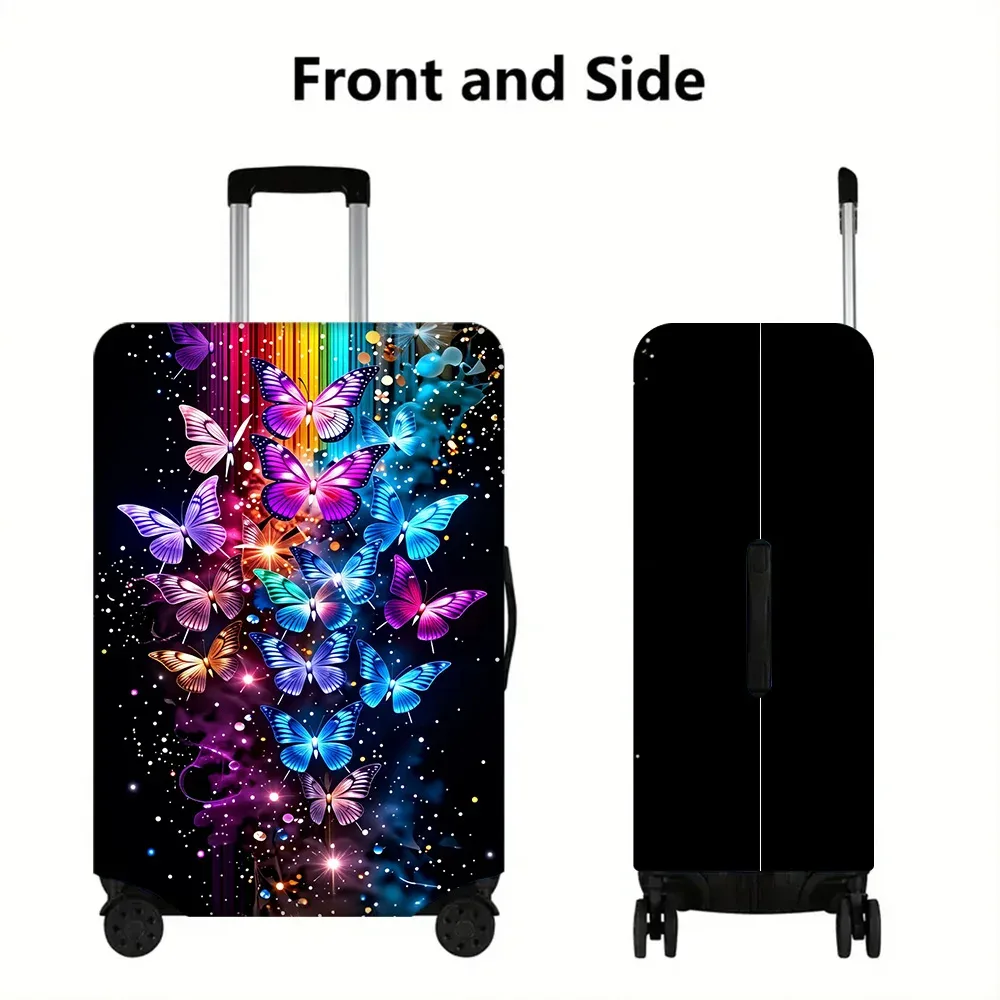 1 housse de bagage à imprimé papillon irisé pour bagages de 18 à 32 pouces ; accessoires de voyage anti-poussière et élastiques pour une protection efficace
