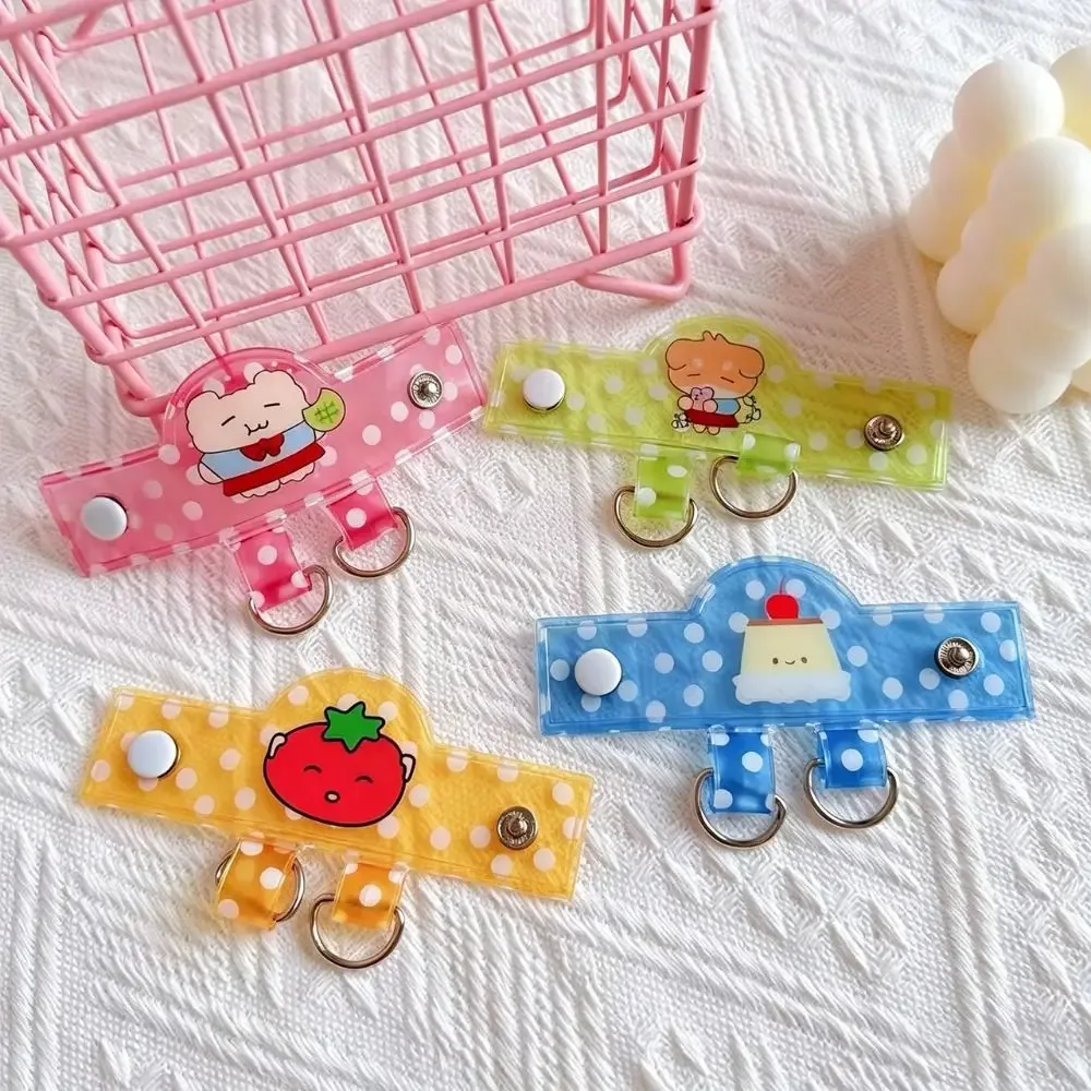 porte clé animaux fruits transparent bleu vert jaune rose design kawaii mignon pois bouton central double anneaux métalliques support breloque voyage accessoire