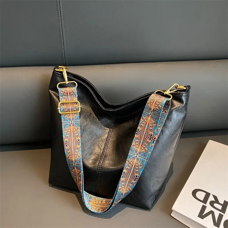 sac à bandoulière vintage en cuir pu pour femme, grande capacité, style hobo, avec large sangle, sac à main décontracté, sac à bandoulière quotidien, qualité supérieure