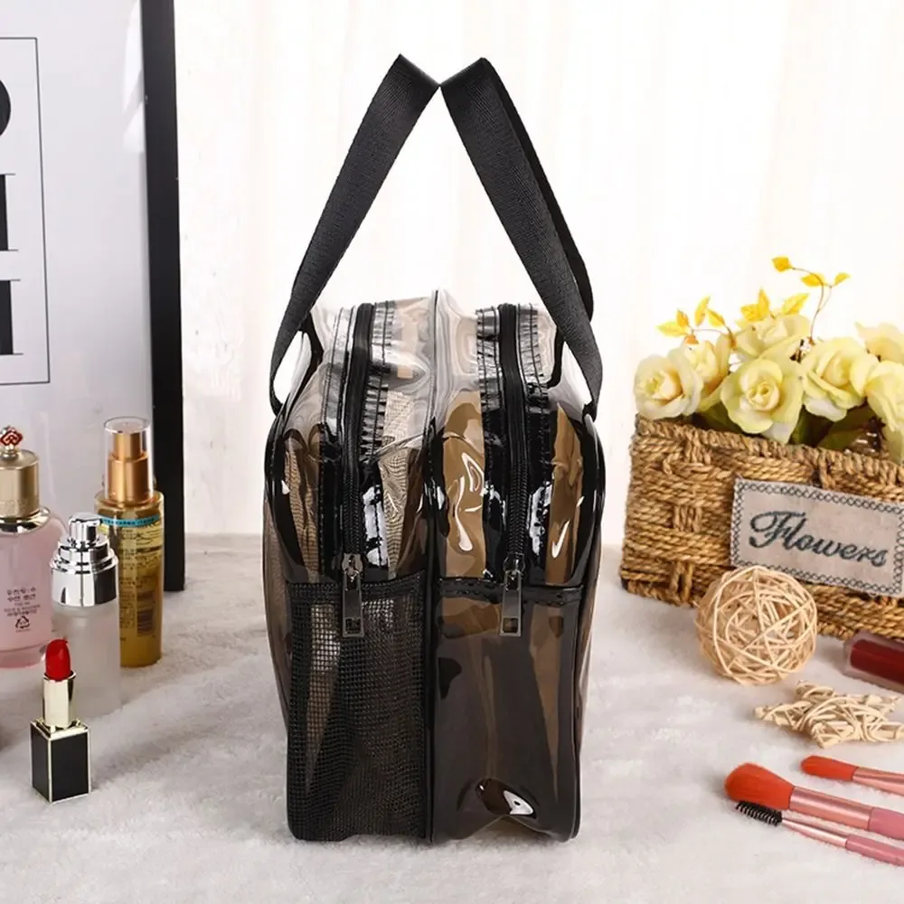 sac à cosmétiques transparent, séparation sèche et humide, sac de rangement de cosmétiques en pvc, trousse de toilette de voyage étanche de grande capacité