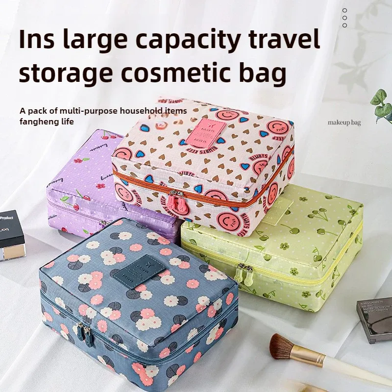 grande trousse de toilette pour femmes, sac de voyage imperméable pour cosmétiques, organiseur de maquillage avec ouverture facile, étui de rangement beauté