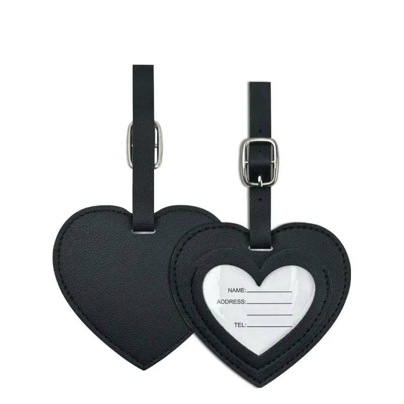 étiquettes de bagage en cuir pu épaissi, design créatif 'love', pour cartes d'embarquement, accessoires de voyage et de vacances, étiquettes d'identification nominative pour le check-in