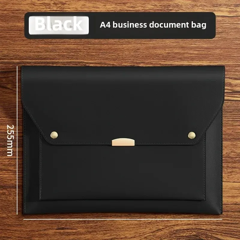 nouveau 2025 bureau d'affaires magnétique en cuir fichier sac document mallette de rangement étanche papier sac archives fournitures de bureau