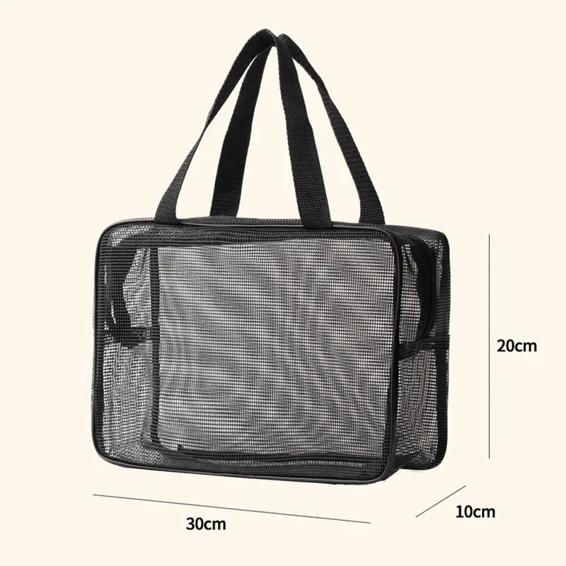 sac de douche en maille grande capacité, sac fourre-tout multifonctionnel pour cosmétiques, organisateur portable pour articles de toilette, idéal pour l'organisation de la salle de bain