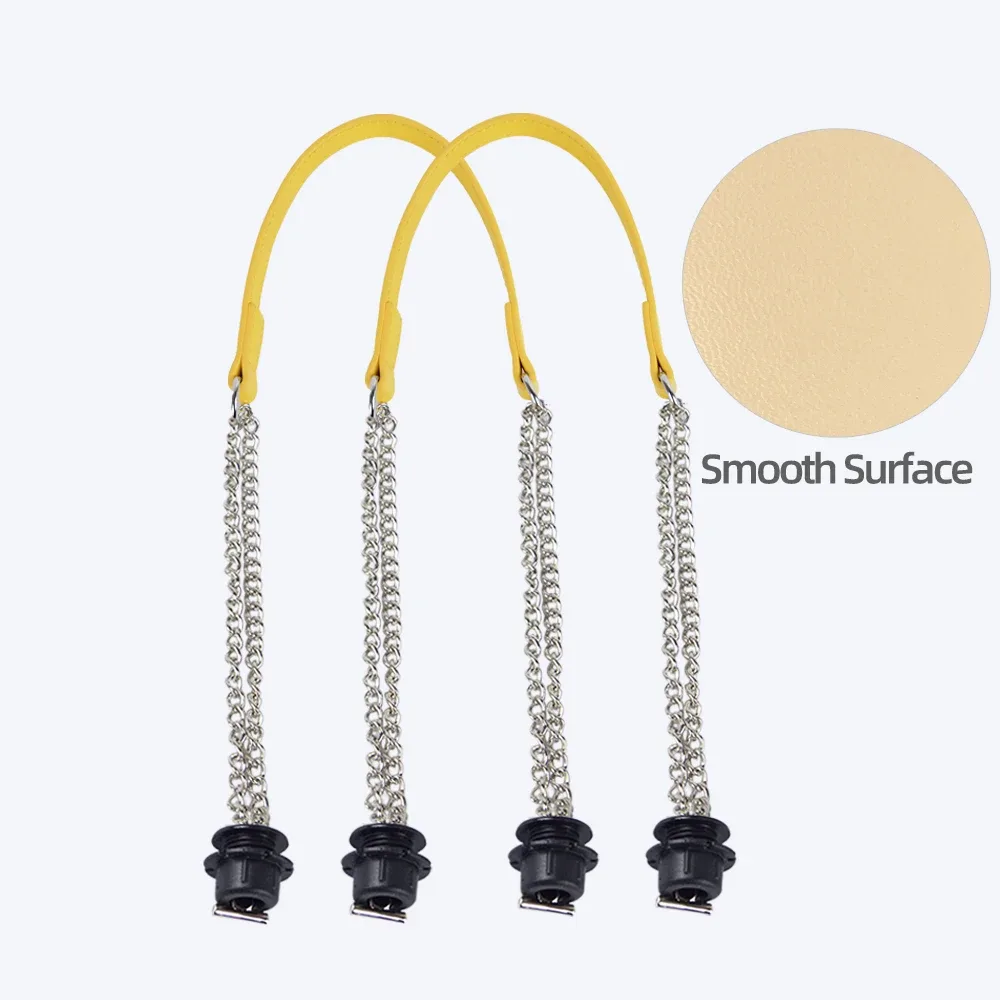 1 paire d'accessoires obag longues poignées en cuir sangles argent longue double chaîne sous les bras pour o sac fourre-tout femmes sacs à main à bandoulière