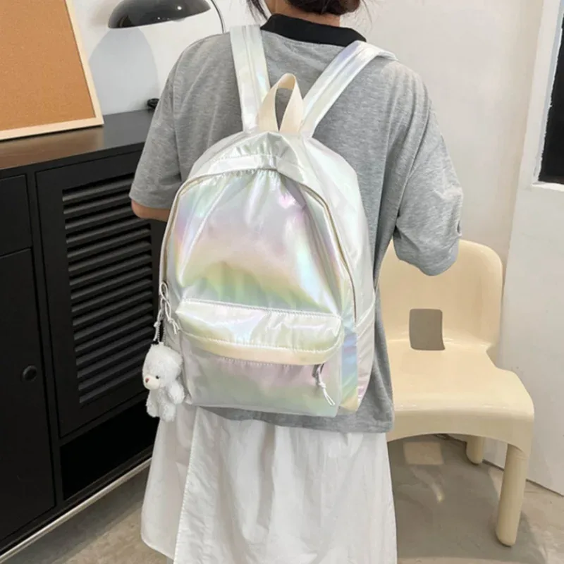 sac à dos hologramme de mode brodé personnalisé sac à dos d'école brillant laser personnalisé n'importe quel nom sac à dos