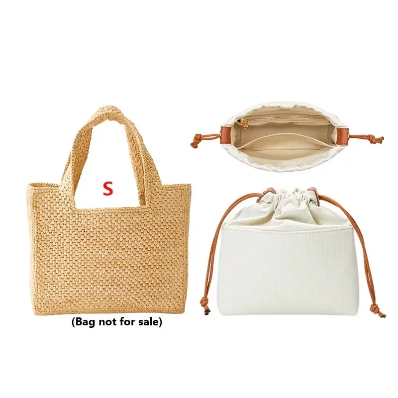insert organisateur de sac à cordon pour panier d'anagramme, support de sac tissé en paille, doublure intérieure, accessoires de sac