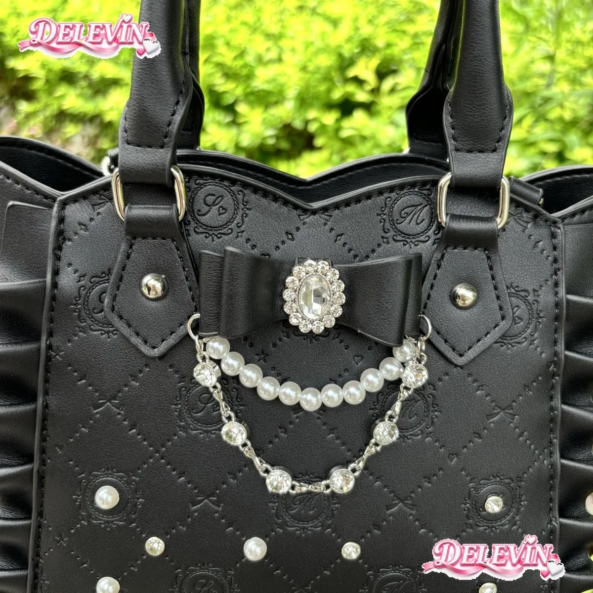 sac lolita style japonais, nouveauté 2026, sac à main mignon pour filles avec nœud, perles et strass, sac fourre-tout polyvalent à bandoulière pour femmes
