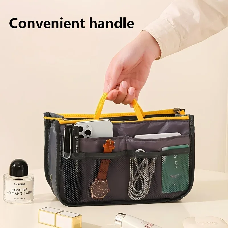 sac de rangement multifonctionnel à double fermeture éclair, grande capacité, pour maquillage et articles de toilette, sac de classification spacieux