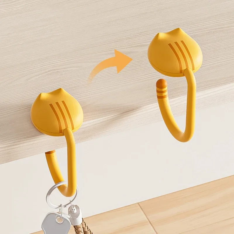 crochet sac clés ecouteurs petit sack support table bureau maison travail jaune blanc plastique durabilité transport facile installation