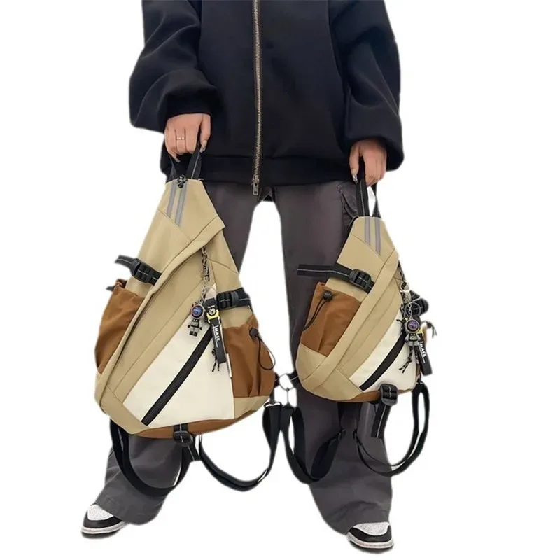 2024 techwear style hip hop sport moto sac à dos hommes femmes multifonction étanche voyage unique épaule sac d'école