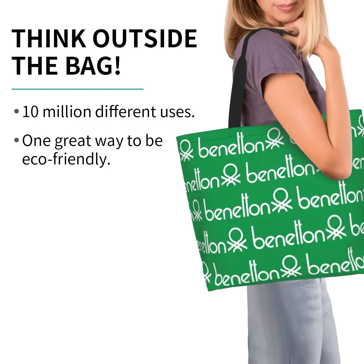 united colors of benetton sac fourre-tout en toile de grande capacité, sac à bandoulière, sac à provisions pour femmes