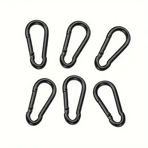 crochet d'extérieur en fer noir pur, 6 pièces, équipement de sport, anneau de suspension, clip à ressort, crochet pour sac à dos
