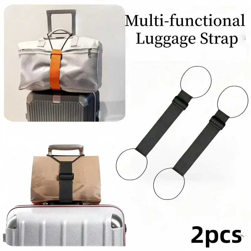sangle bagage multifonctionnelle polyester noire anneaux extremite fixation transport sac valise chariot voyage antivol réglable