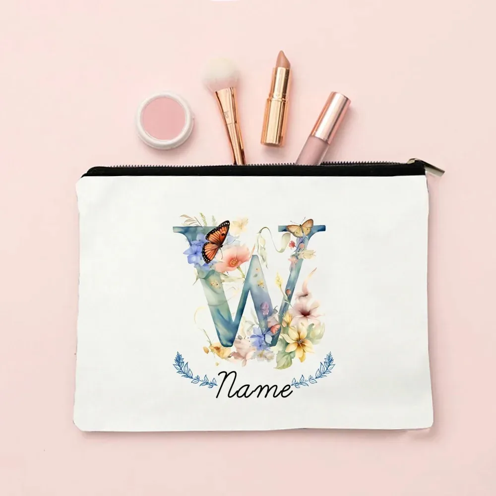pochette de maquillage personnalisée avec initiale et nom pour femmes, sacs à cosmétiques a-z, trousse de toilette de voyage pour filles, cadeau de mariage ou d'anniversaire pour elle