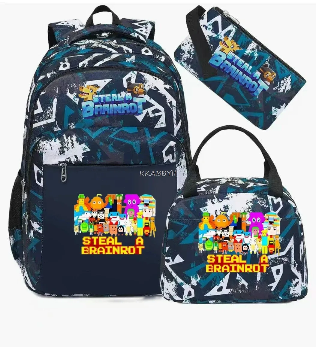 sac à dos steal a brainrot avec sac à lunch pour adolescents et étudiants, ensemble de voyage décontracté et confortable