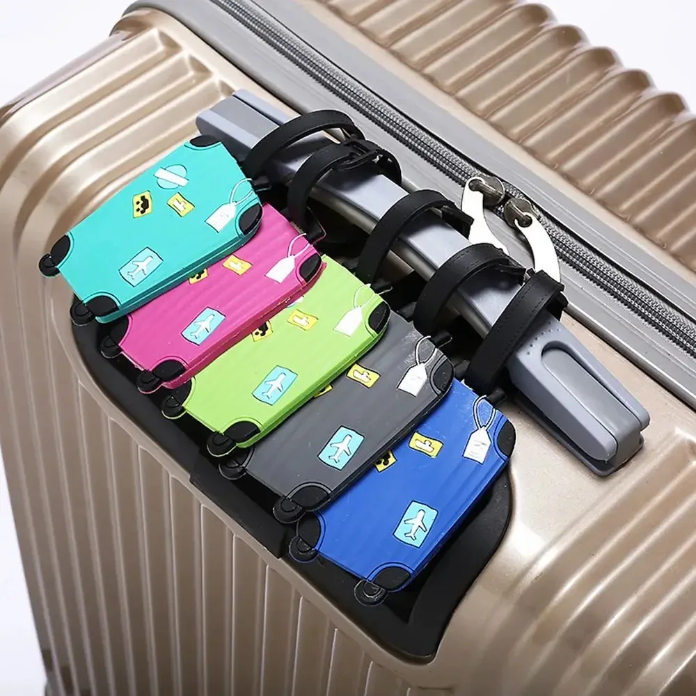 étiquettes d'identification kawaii pour voyages d'affaires, étiquettes de bagage en silicone pour sacs à dos et sacs à main, étiquettes nominatives pour valises avec sangle