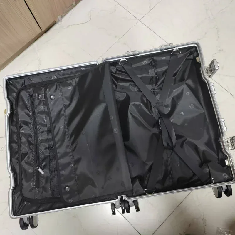 valises en alliage aluminium-magnésium sur roulettes, bagages d'affaires, valises avec serrure à combinaison, grande capacité, valise de voyage