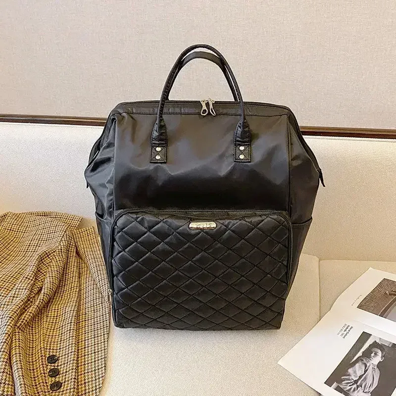 valise oxford université noire motif géométrique poignées latérales sac dos femme voyage grande capacité