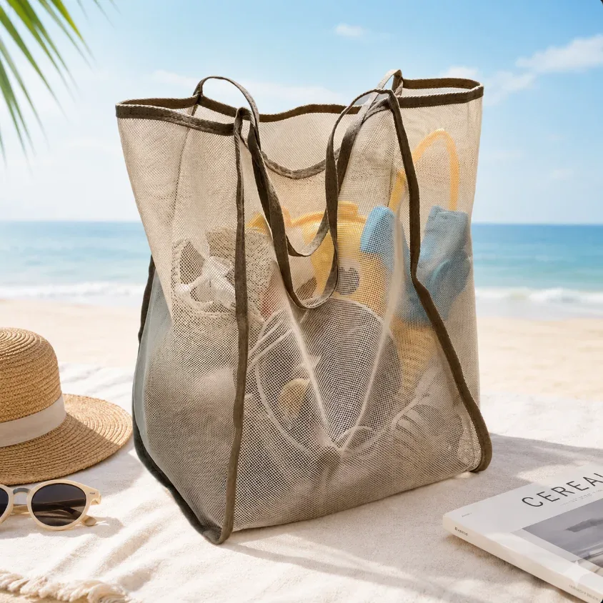 Nouveau sac à bandoulière en maille polyvalent style INS, sac à main transparent grande capacité, sac de shopping léger grande capacité