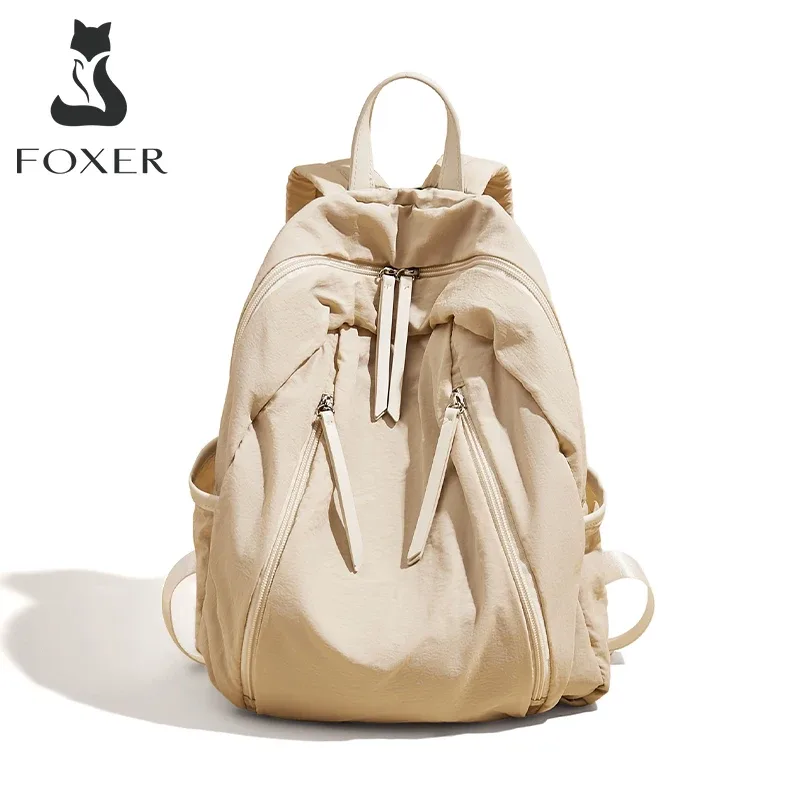 foxer-sac à dos en tissu de coton imperméable pour femme, sac à dos solide simple pour document, sac d'école pour ordinateur portable, sac de livre de voyage pour adolescente, mode
