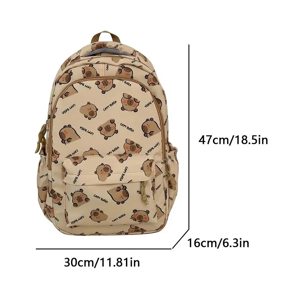 sac à dos capybara pour adolescents, grande capacité, élégant, multi-poches, kawaii, pour les trajets quotidiens, sac à dos simple