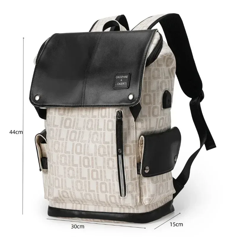 sac à dos pour hommes avec lettres imprimées, avec interface usb, grande capacité, pour ordinateur portable de 14 pouces, sac à dos de voyage en plein air