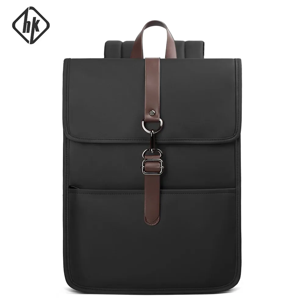 hk classique affaires sac à dos pour hommes décontracté 15.6 pouces pochette d'ordinateur avec usb étanche collège sacs d'école travail bureau sacs à dos