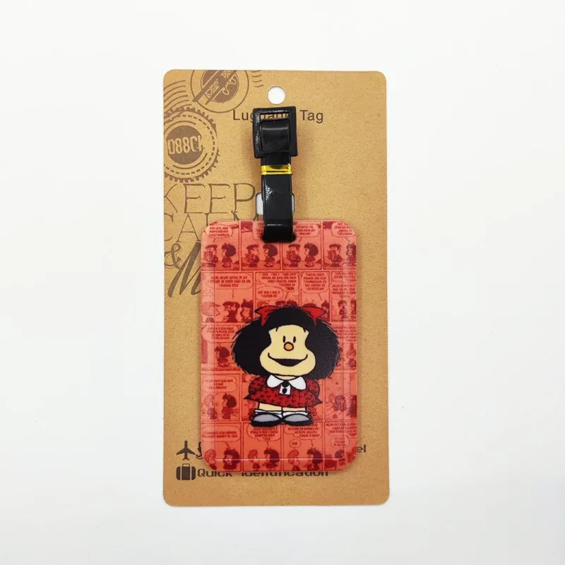 étiquette de bagage mafalda pour filles mignonnes, étiquette de bagage de voyage pour femmes, porte-adresse d'identification, bagages d'embarquement, billet de valise portable