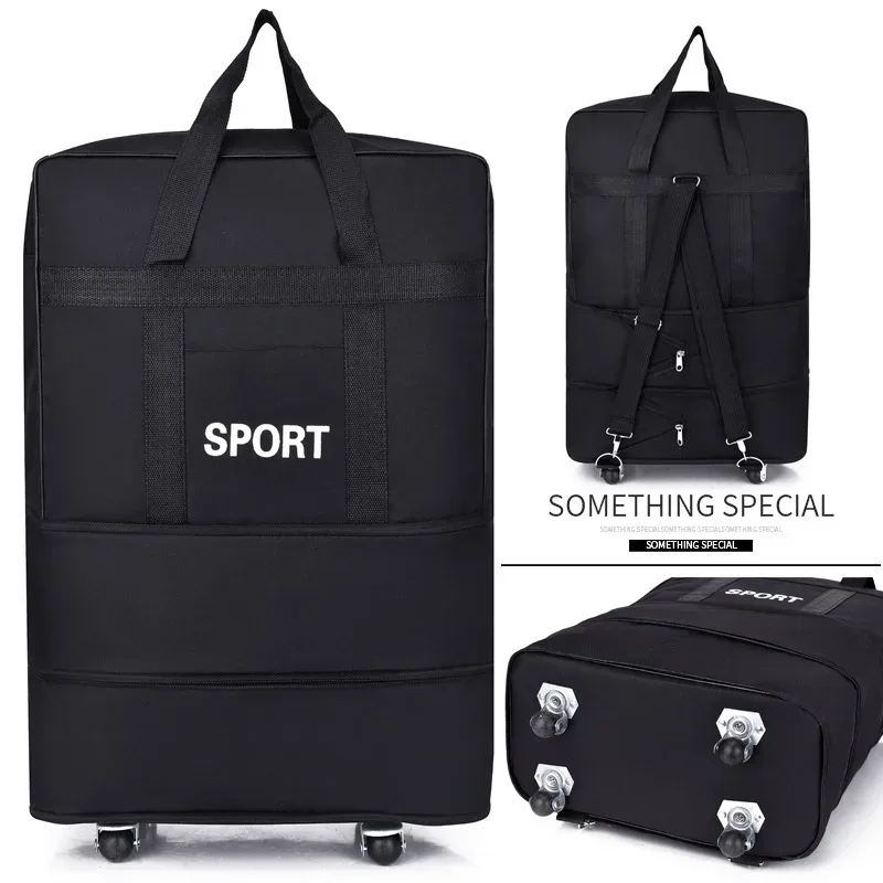 sac à bagages de voyage à air vérifié, roue universelle pliable, rangement mobile, oxford, cubes d'emballage étanches
