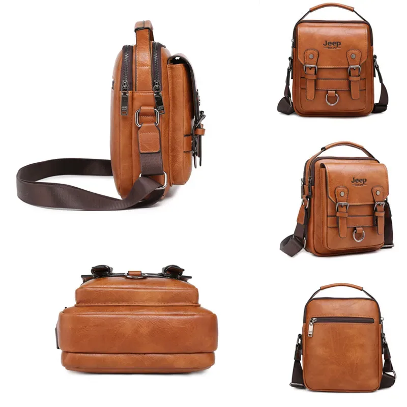 sacs pour hommes de marque jeep, sacs à bandoulière en cuir de haute qualité, marron et noir, pour affaires et loisirs, sacs à main pour ipad de 7.9 pouces