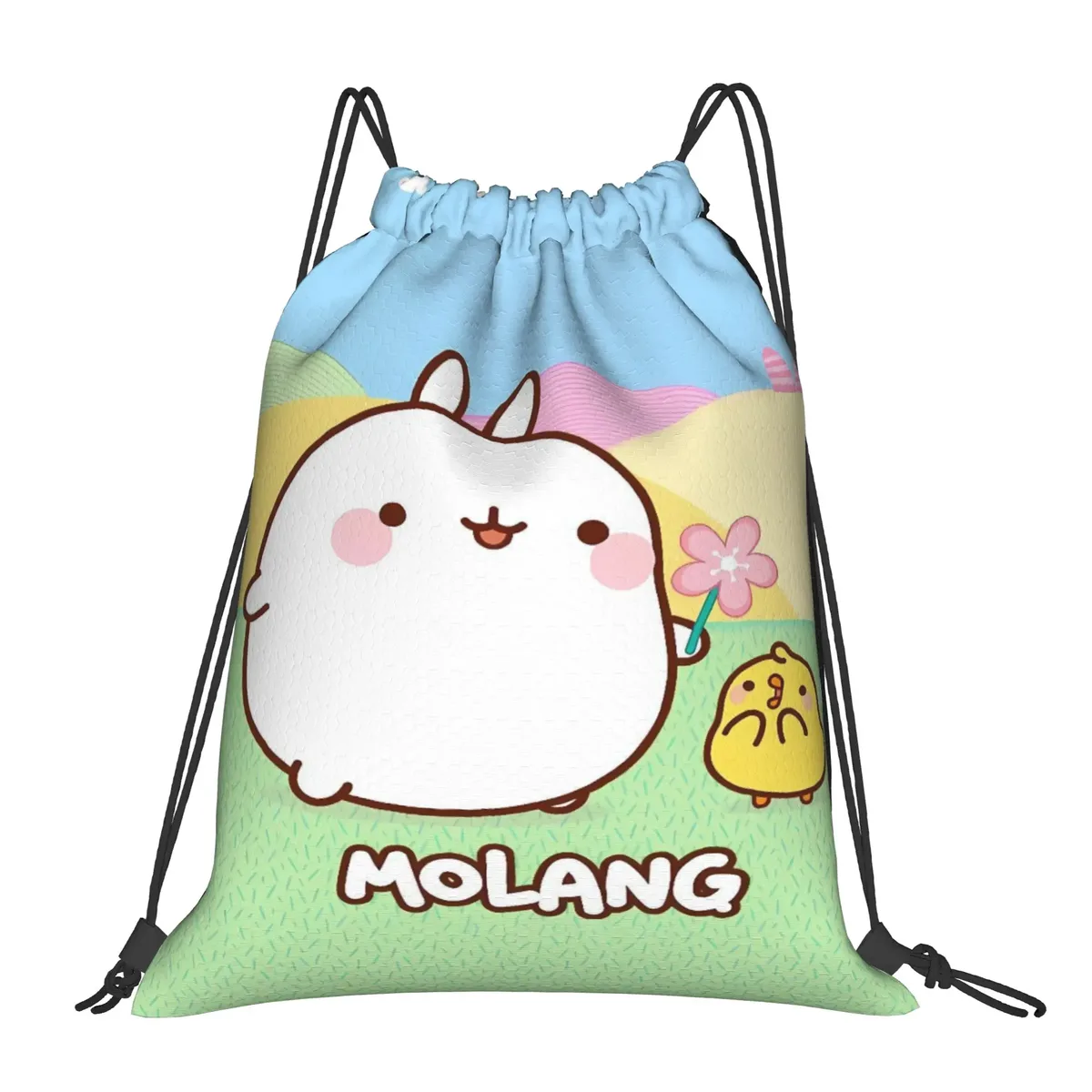sac à cordon de serrage molang cartoon, sac à dos vintage résistant à l'eau, sac de sport pour femmes
