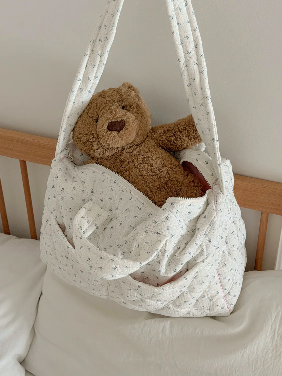 sac de voyage matelassé floral grande capacité yt, s'adapte aux valises à roulettes, idéal pour les courts séjours et les voyages d'affaires, pliable et léger