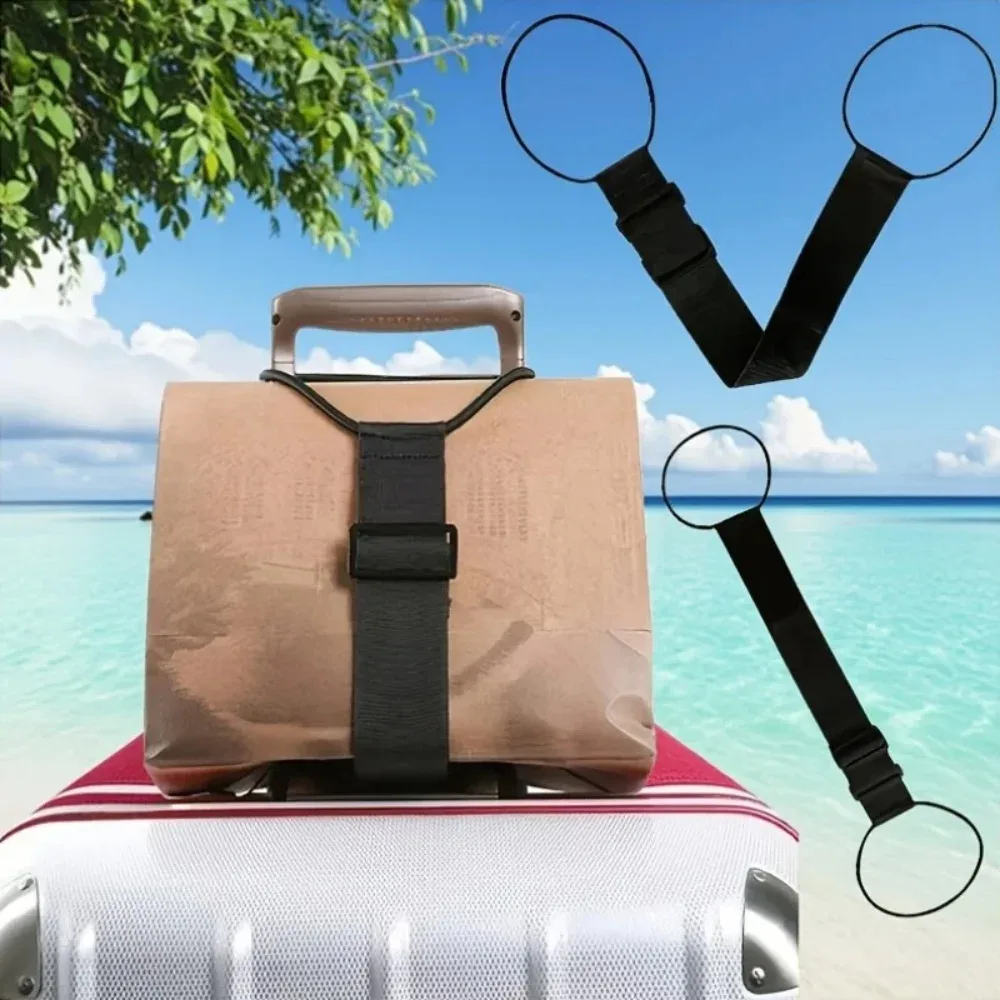 sangle élastique réglable pour bagages, sangle de transport double boucle pour valise, support portable pour sacs à main et sacs à dos supplémentaires