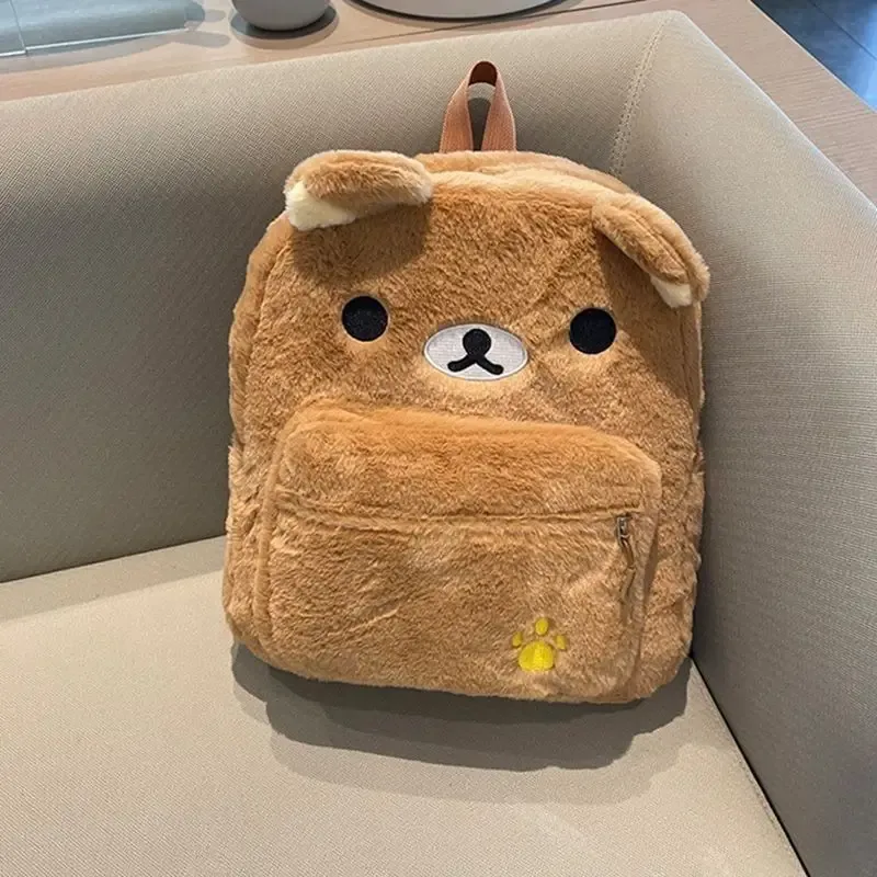kawaii anime rilakkuma ours sac à dos en peluche broderie conception sacs pour femmes mignon grande capacité sacs à dos femmes sac à dos