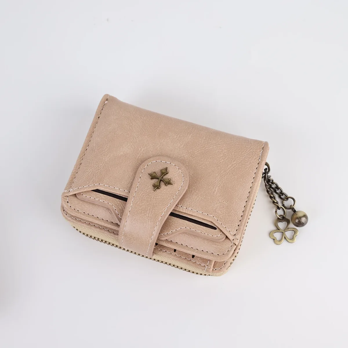 portefeuille court à boucle pour femme, mode européenne et américaine, fermeture éclair, pièce de monnaie, hectare