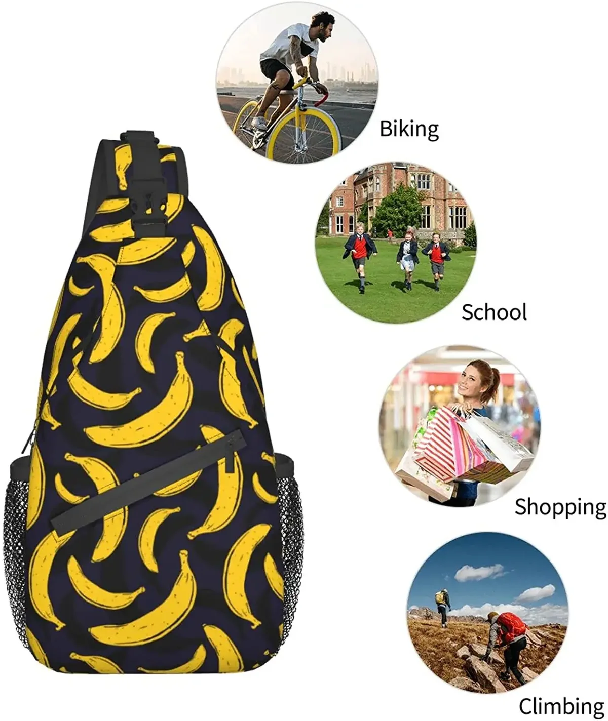sac à bandoulière à motif de gels sans couture pour femmes et hommes, sacs à bandoulière à imprimé fruits, sac à dos décontracté, sac de poitrine, sac à dos initié