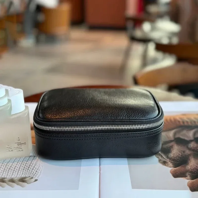 sac de lavage simple en cuir de vache tanné végétal, sac de transport portable en cuir véritable pour voyage, trousse de maquillage haut de gamme