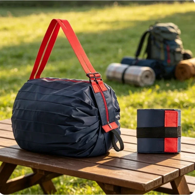 Sac de courses camouflage portable et pliable, grande capacité, réutilisable, avec poignée, sac de rangement pour voyage en plein air