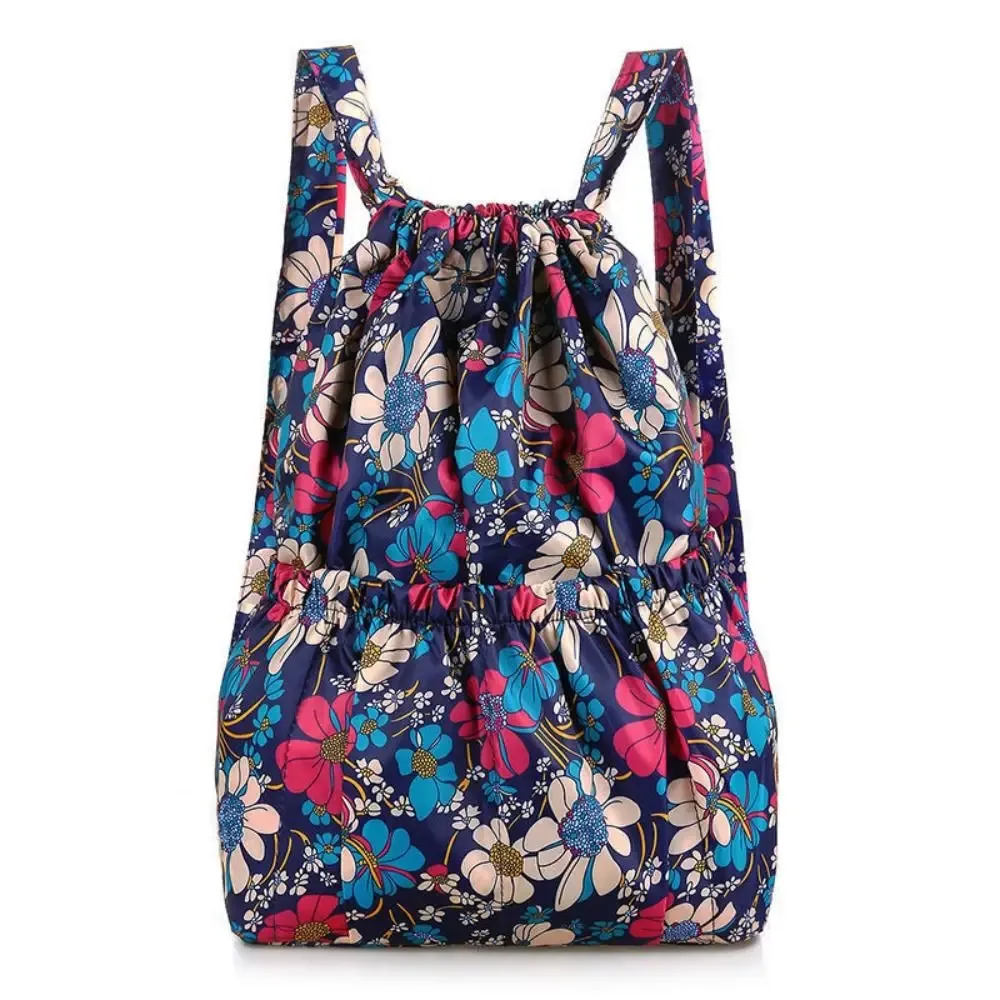 sac à provisions portable étanche en polyester pour dames, sacs à dos de grande capacité, sac à bandoulière de proximité, imprimé floral décontracté